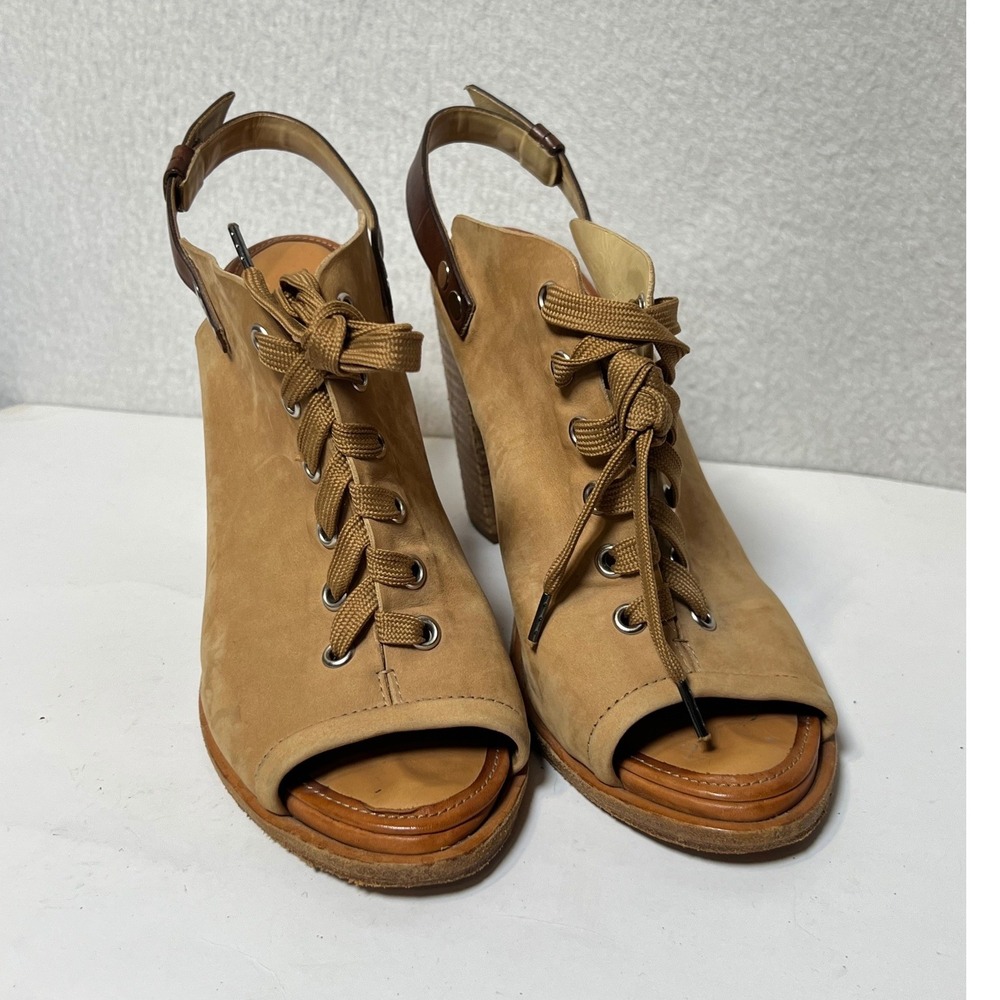 Rag & Bone Womens Sandal Trafford Lace Up Heel 40 9 Camel Tan Leather Slingback